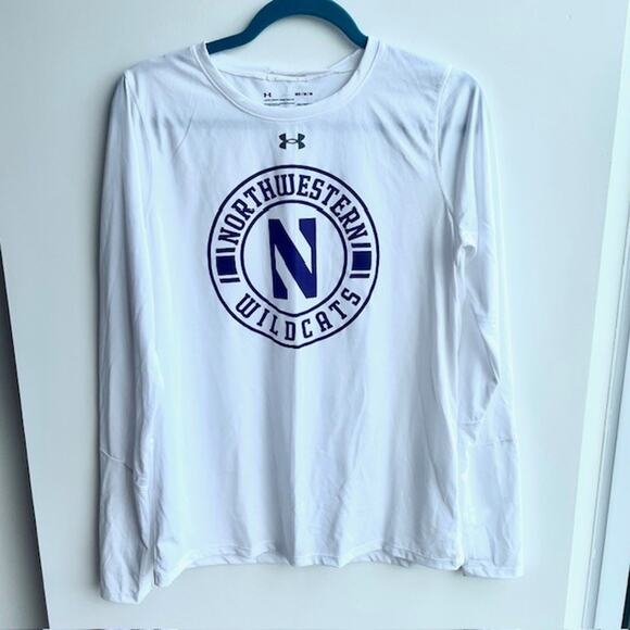 Under Armour Northwestern Wildcats Womens Locker Tee Longsleeve M Heat Gear New - Picture 2 of 11